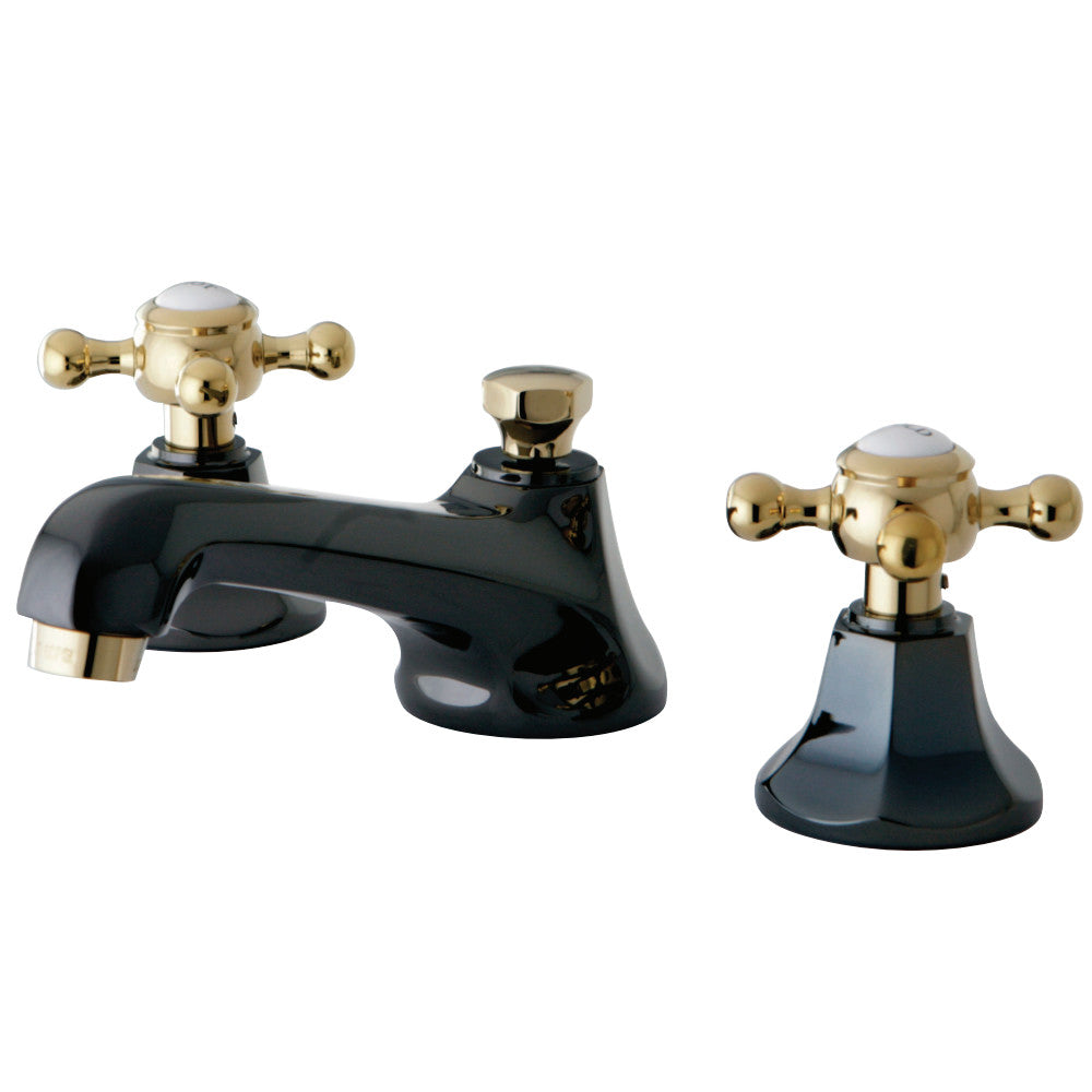 Kingston Brass NS4469BX Widespread Bathroom Faucet, Black Stainless Steel/Polished Brass - BNGBath