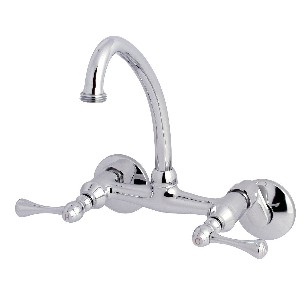 Kingston Brass KS374C Kingston Two Handle Wall Mount Laundry Faucet, Polished Chrome - BNGBath