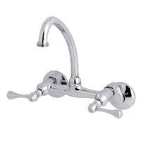 Thumbnail for Kingston Brass KS374C Kingston Two Handle Wall Mount Laundry Faucet, Polished Chrome - BNGBath