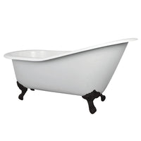 Thumbnail for Aqua Eden NHVCT7D653129B0 61-Inch Cast Iron Single Slipper Clawfoot Tub with 7-Inch Faucet Drillings, White/Matte Black - BNGBath