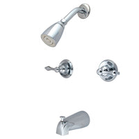 Thumbnail for Kingston Brass KB241AL Magellan Twin Handle Tub & Shower Faucet With Decor Lever Handle, Polished Chrome - BNGBath