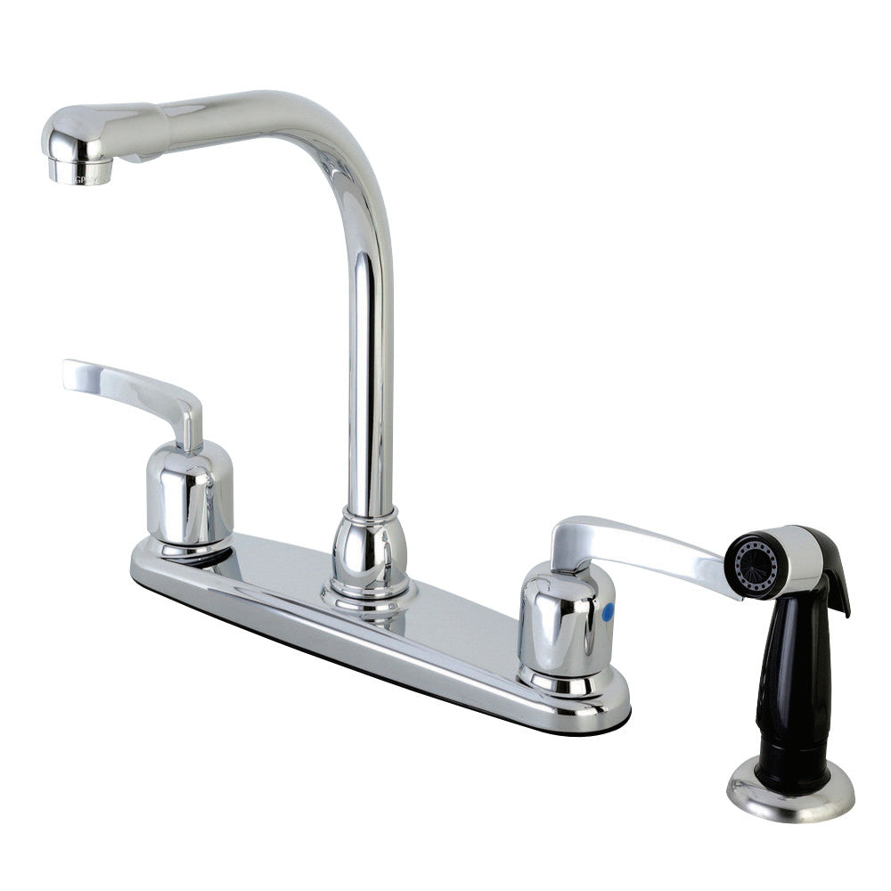 Kingston Brass FB751EFL Centurion 8-Inch Centerset Kitchen Faucet with Sprayer, Polished Chrome - BNGBath