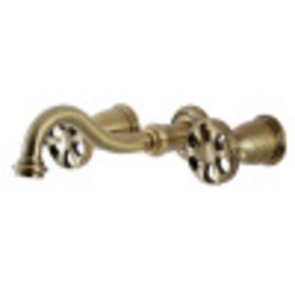 Kingston Brass KS3023RX Belknap Two-Handle Wall Mount Tub Faucet, Antique Brass - BNGBath