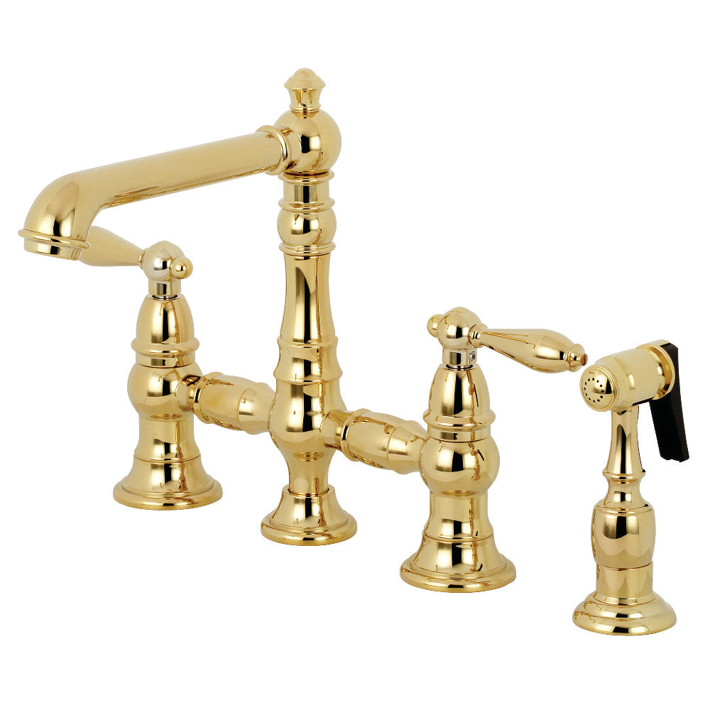 Kingston Brass KS7272ALBS Kitchen Faucet with Side Sprayer, Polished Brass - BNGBath