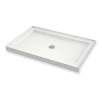 Thumbnail for 48in X 36in Rectangular Acrylic Shower Base With Round Center Drain, In White - BNGBath