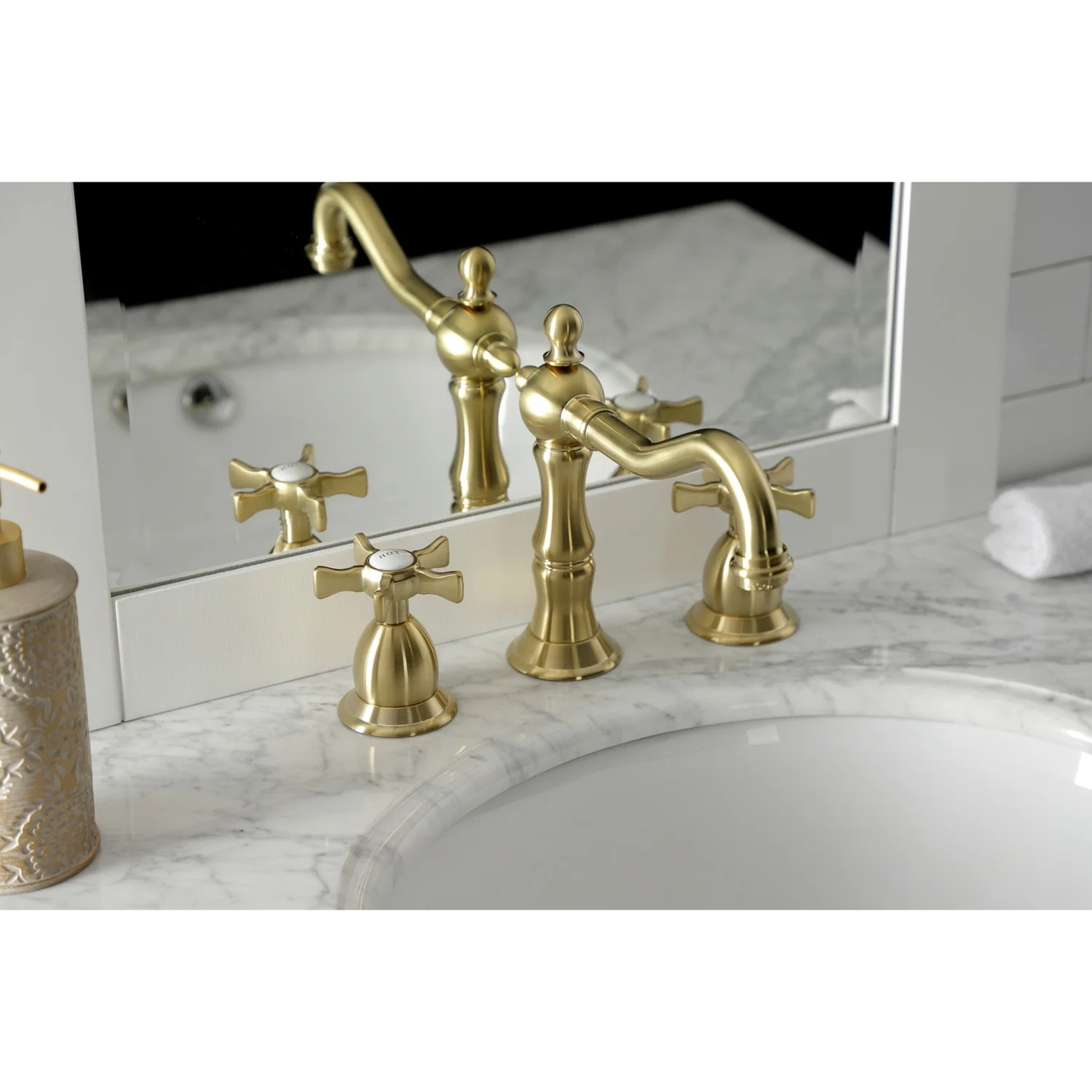 Kingston Brass KS1977NX Hamilton Widespread Bathroom Faucet with Brass Pop-Up - BNGBath