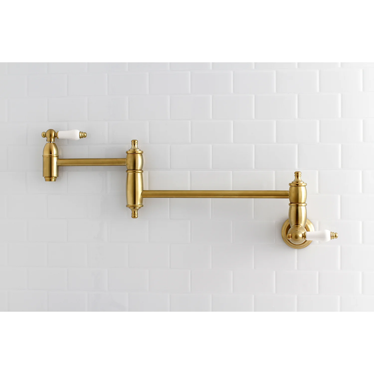 Kingston Brass KS3106PL Restoration Wall Mount Pot Filler Kitchen Faucet - Open Box - BNGBath