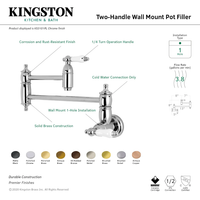 Thumbnail for Kingston Brass KS3106PL Restoration Wall Mount Pot Filler Kitchen Faucet - Open Box - BNGBath