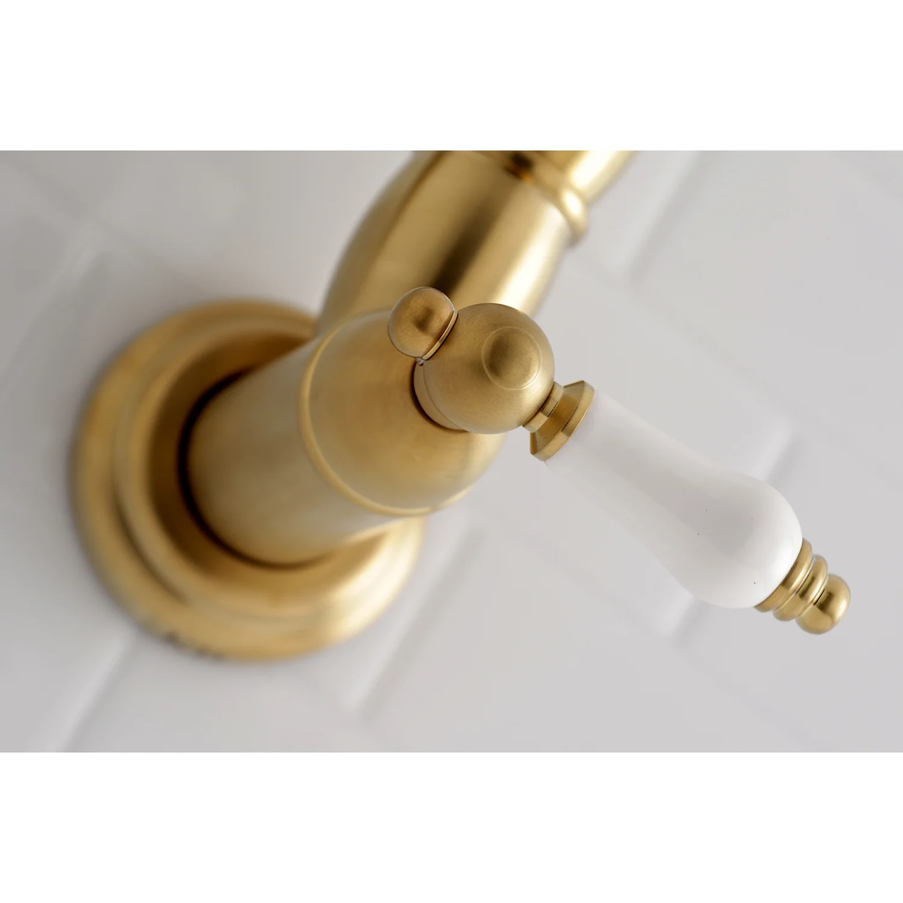 Kingston Brass KS3106PL Restoration Wall Mount Pot Filler Kitchen Faucet - Open Box - BNGBath