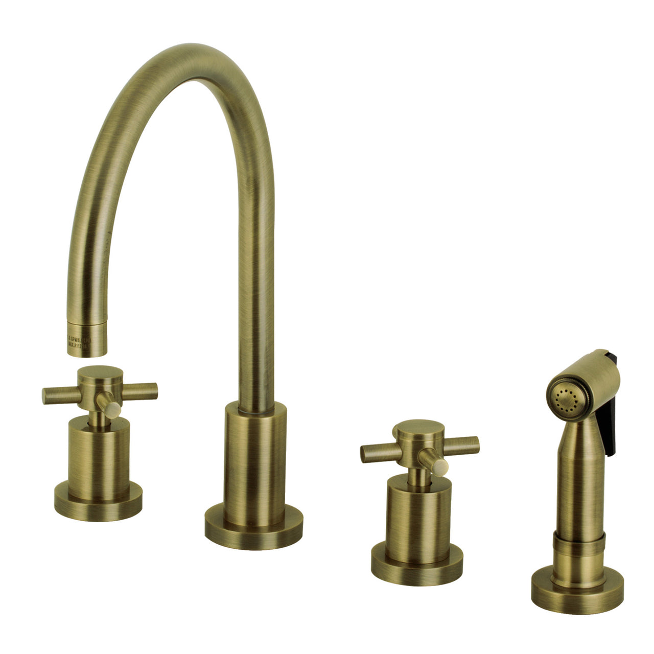 Kingston Brass KS8721DXBS Concord 8-Inch Widespread Kitchen Faucet with Brass Sprayer, Polished Chrome - BNGBath