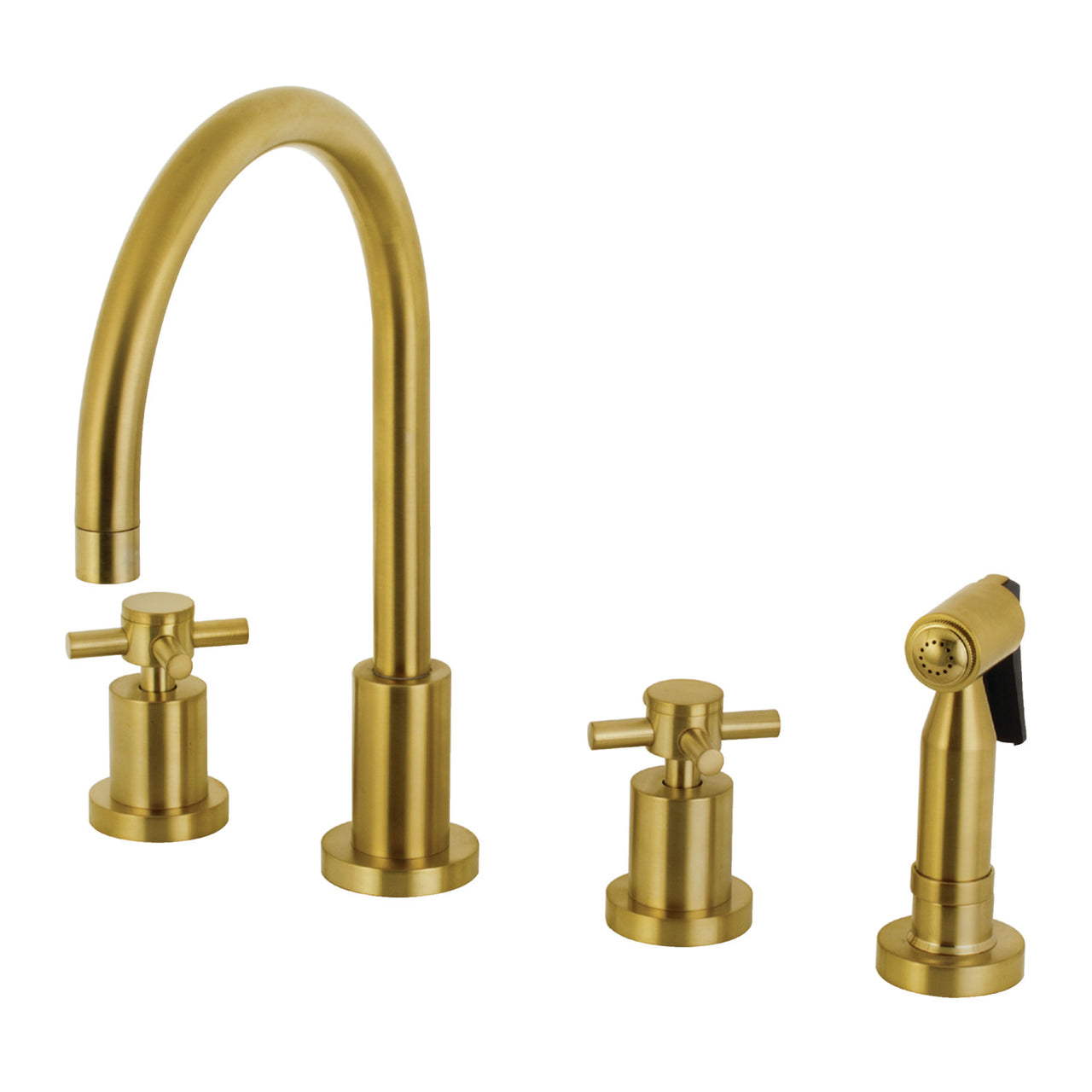 Kingston Brass KS8721DXBS Concord 8-Inch Widespread Kitchen Faucet with Brass Sprayer, Polished Chrome - BNGBath