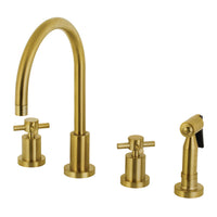 Thumbnail for Kingston Brass KS8721DXBS Concord 8-Inch Widespread Kitchen Faucet with Brass Sprayer, Polished Chrome - BNGBath