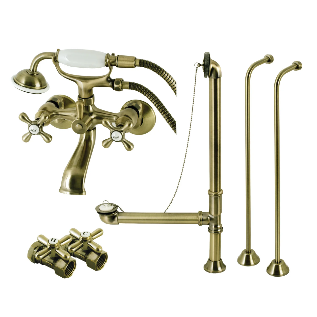 Kingston Brass CCK265SB Vintage Wall Mount Clawfoot Faucet Package, - BNGBath