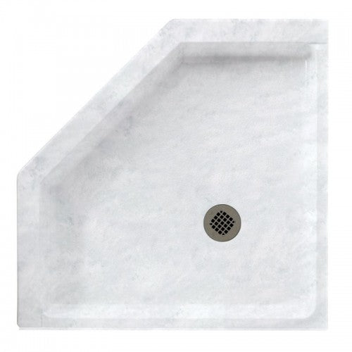 Swan Solid Surface 38-In X 38-In Neo-Angle Shower Base With Center Drain - BNGBath