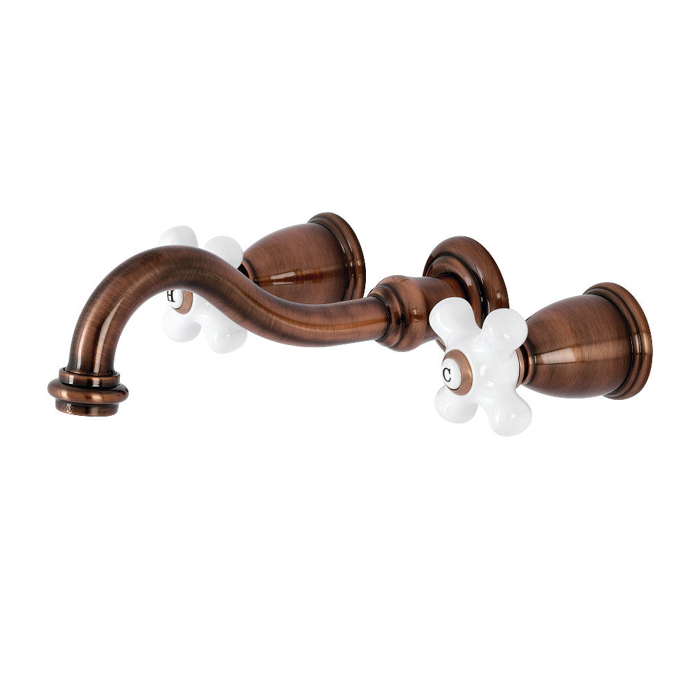 Kingston Brass KS312PXAC Vintage 2-Handle Wall Mount Bathroom Faucet, Antique Copper - BNGBath