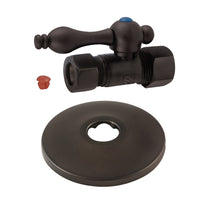 Thumbnail for Kingston Brass CC44455K 5/8-Inch OD X 1/2-Inch OD Comp Quarter-Turn Straight Stop Valve with Flange, Oil Rubbed Bronze - BNGBath