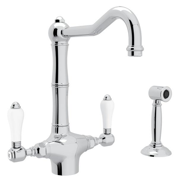 ROHL Acqui Single Hole Column Spout Kitchen Faucet with Sidespray - BNGBath