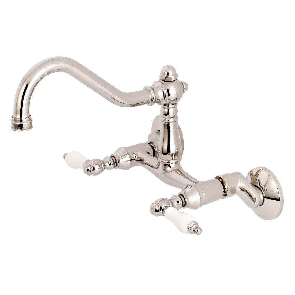 Kingston Brass KS3226PL Vintage 6" Adjustable Center Wall Mount Kitchen Faucet, Polished Nickel - BNGBath