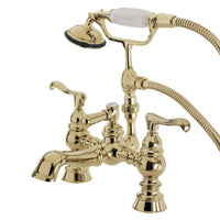 Thumbnail for Kingston Brass CC1152T2 Vintage 7-Inch Deck Mount Tub Faucet with Hand Shower, Polished Brass - BNGBath