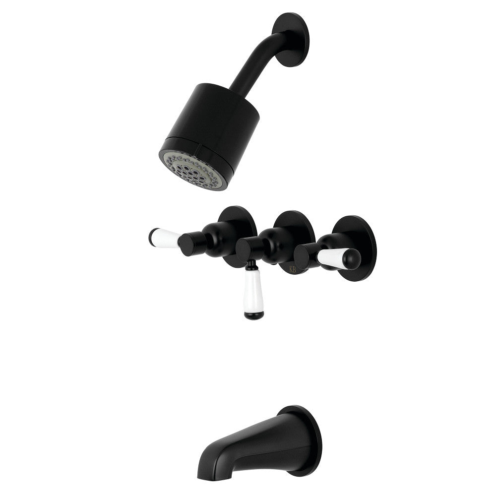 Kingston Brass KBX8130DPL Paris Three-Handle Tub and Shower Faucet, Matte Black - BNGBath