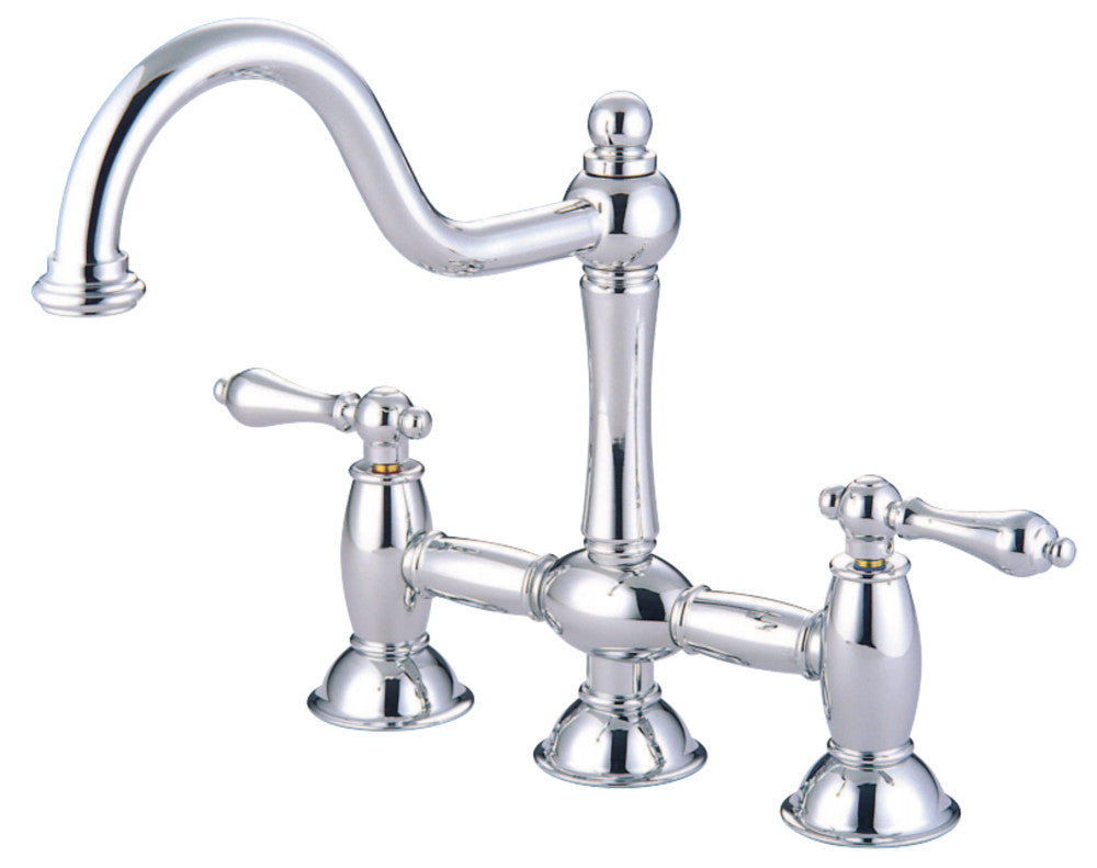 Kingston Brass KS3781AL Restoration Bridge Kitchen Faucet, Polished Chrome - BNGBath