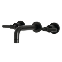 Thumbnail for Kingston Brass KS8120ML Milano 2-Handle 8 in. Wall Mount Bathroom Faucet, Matte Black - BNGBath