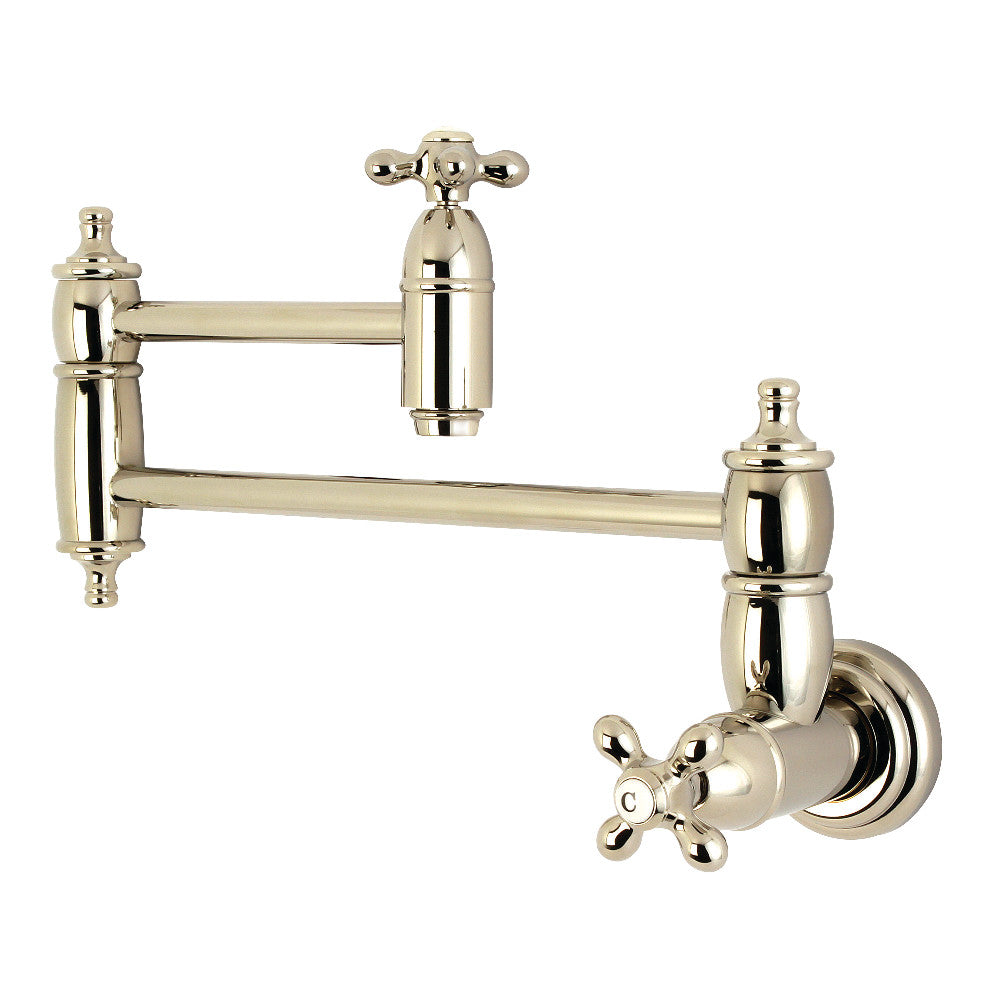 Kingston Brass KS3106AX Restoration Wall Mount Pot Filler Kitchen Faucet, Polished Nickel - BNGBath