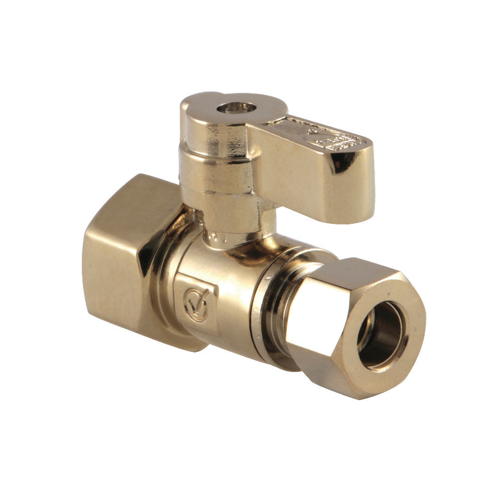 Kingston Brass KF4315PB 1/2" FIP X 3/8" OD Comp Straight Stop Valve, Polished Brass - BNGBath