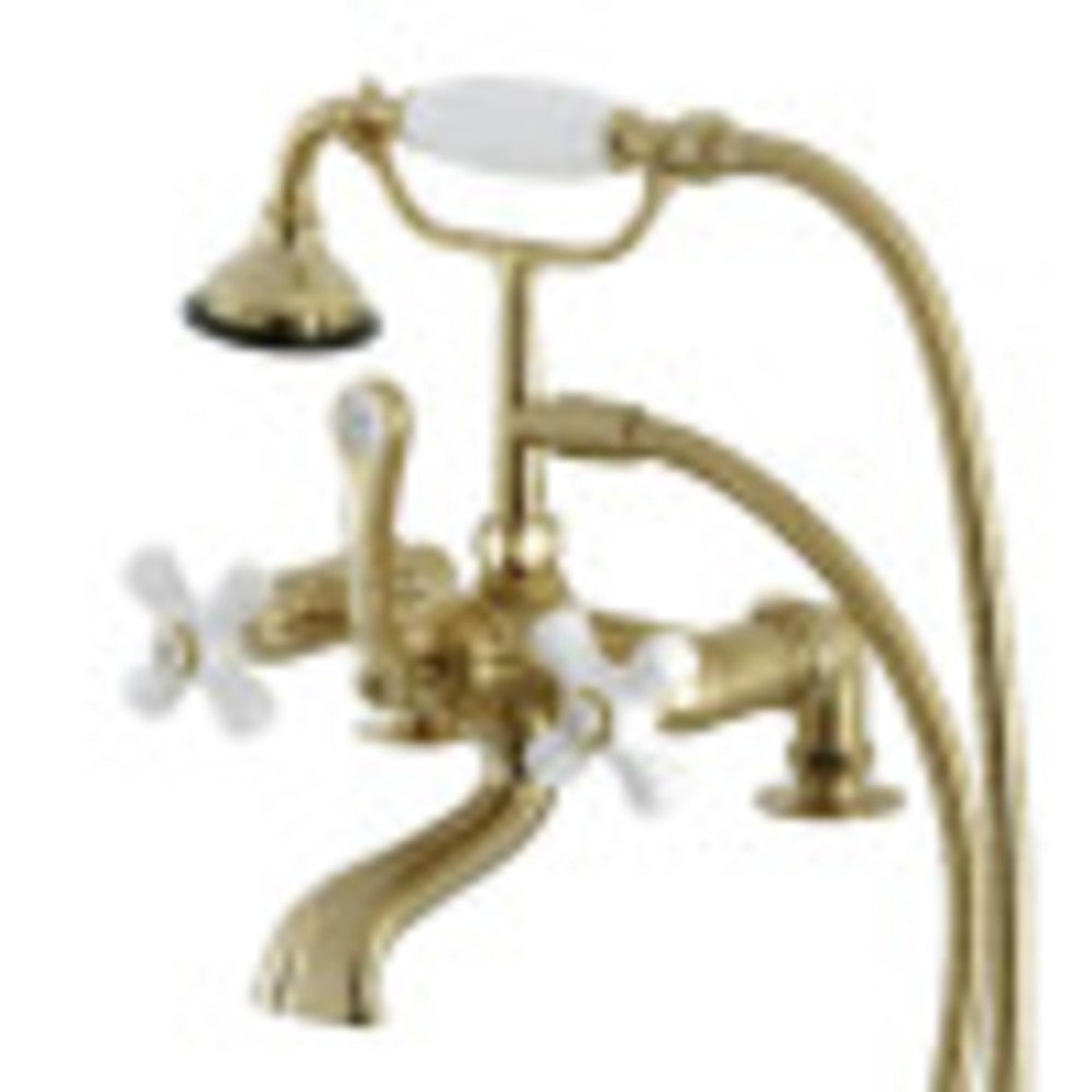 Kingston Brass AE59T7 Aqua Vintage Wall Mount Tub Faucet with Hand Shower, Brushed Brass - BNGBath