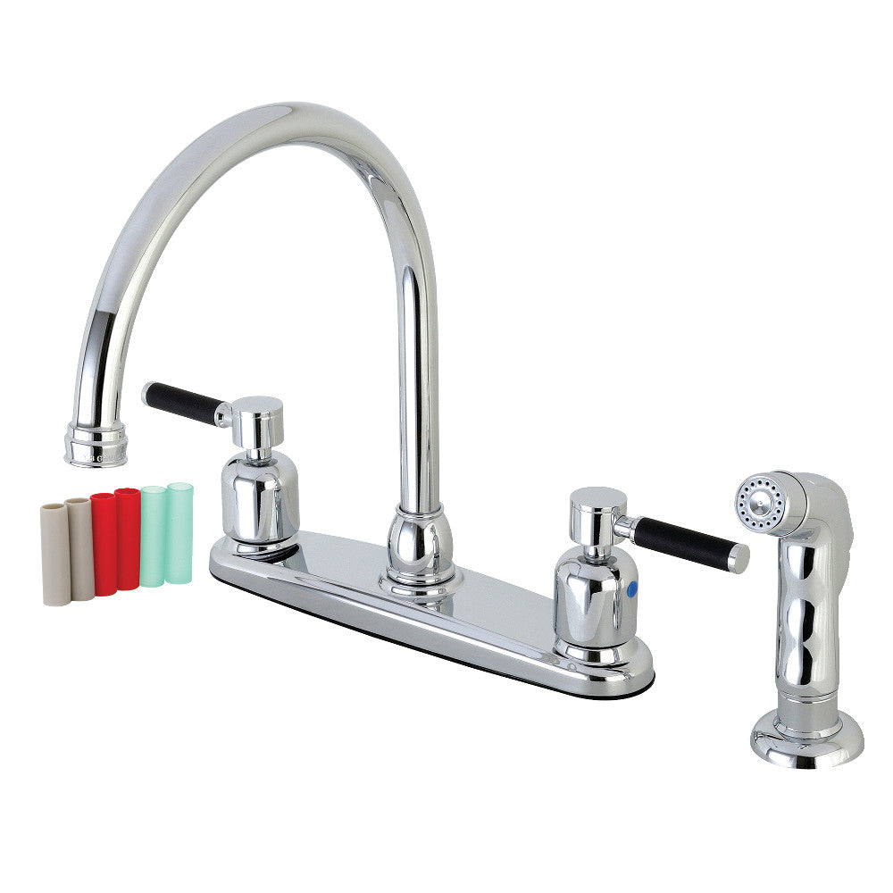 Kingston Brass FB791DKLSP Kaiser 8-Inch Centerset Kitchen Faucet with Sprayer, Polished Chrome - BNGBath