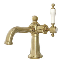 Thumbnail for Kingston Brass KS154KLPB Nautical Single-Handle Bathroom Faucet with Push Pop-Up, Polished Brass - BNGBath