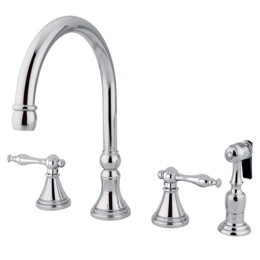 Kingston Brass KS2791NLBS Widespread Kitchen Faucet, Polished Chrome - BNGBath