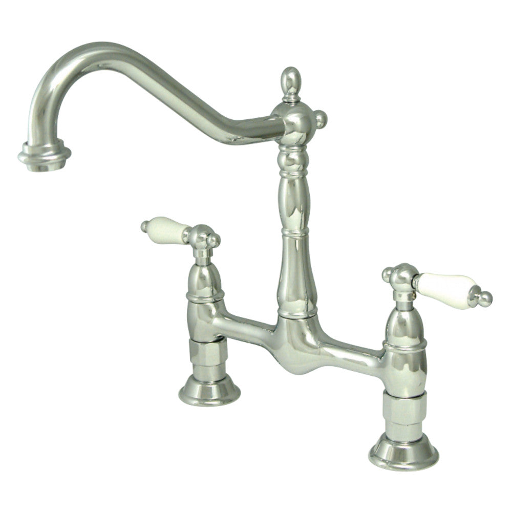 Kingston Brass KS1171PL Heritage Bridge Kitchen Faucet, Polished Chrome - BNGBath