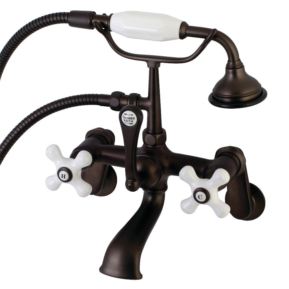 Kingston Brass AE59T5 Aqua Vintage Wall Mount Tub Faucet with Hand Shower, Oil Rubbed Bronze - BNGBath