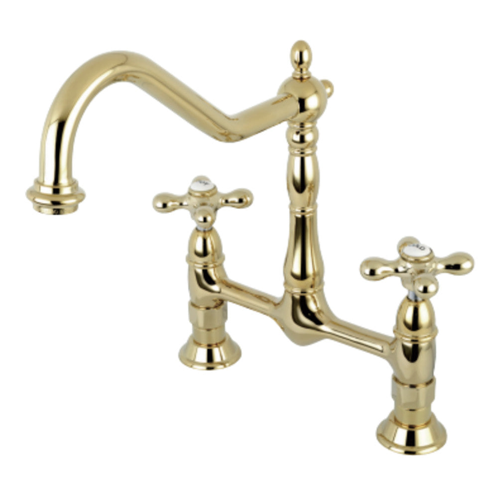 Kingston Brass KS1172AX Heritage Bridge Kitchen Faucet, Polished Brass - BNGBath