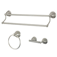 Thumbnail for Kingston Brass BAK396348SN Restoration 3-Piece Bathroom Hardware, Brushed Nickel - BNGBath