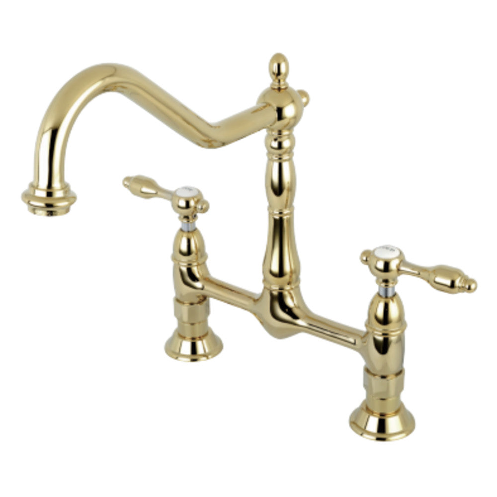 Kingston Brass KS1172TAL Tudor Bridge Kitchen Faucet, Polished Brass - BNGBath