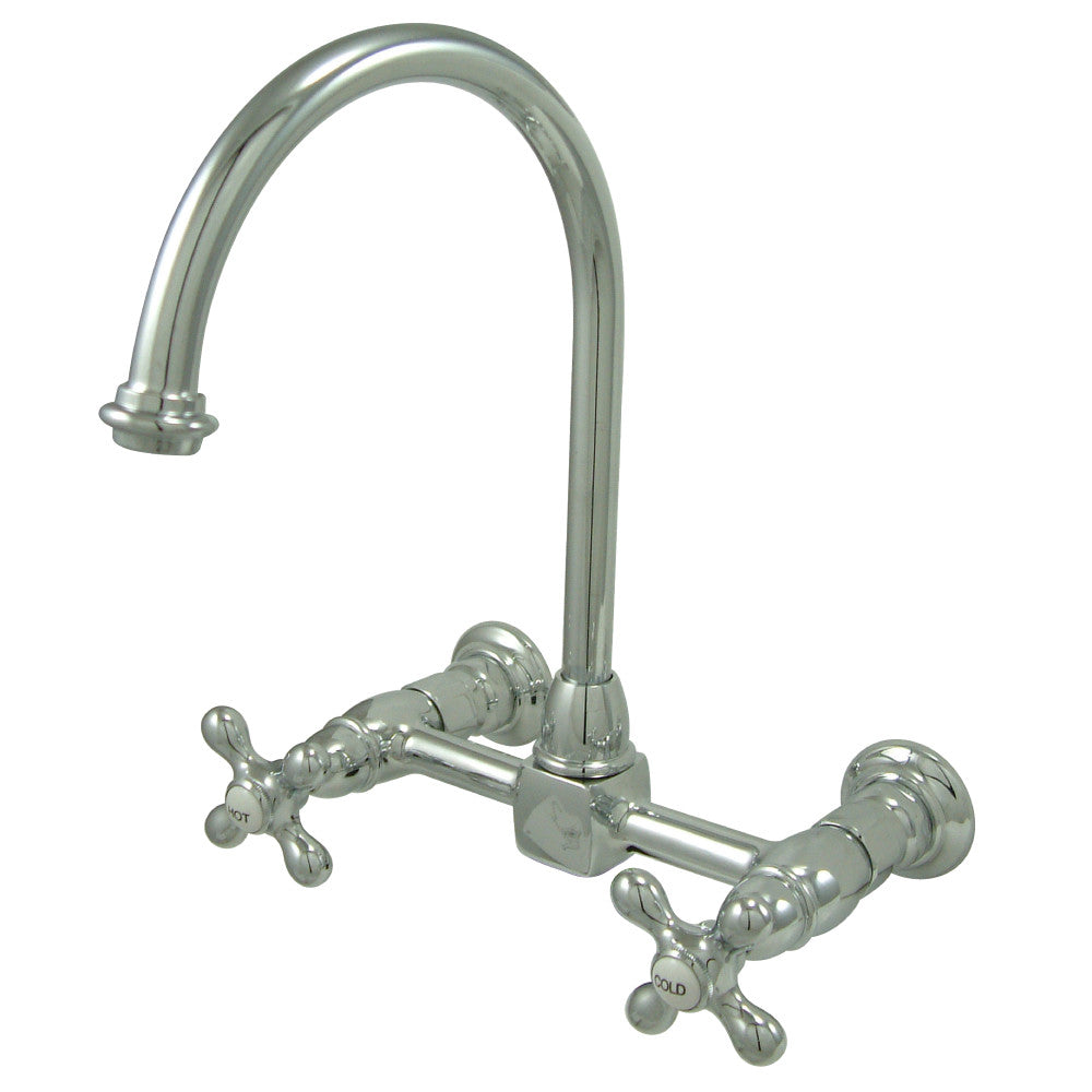 Kingston Brass KS1291AX Restoration Wall Mount Bridge Kitchen Faucet, Polished Chrome - BNGBath