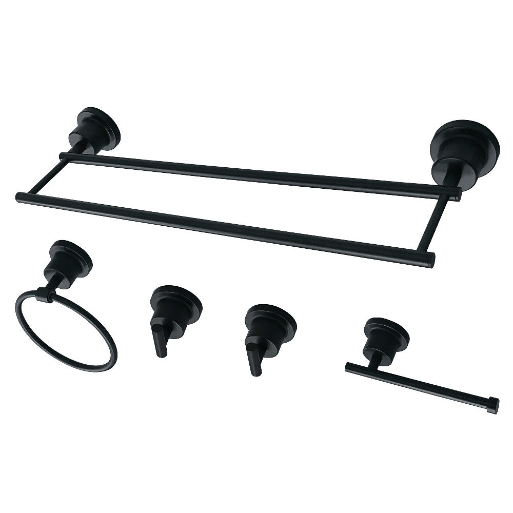 Kingston Brass BAH821318478MB Concord 5-Piece Bathroom Accessory Set, Matte Black - BNGBath