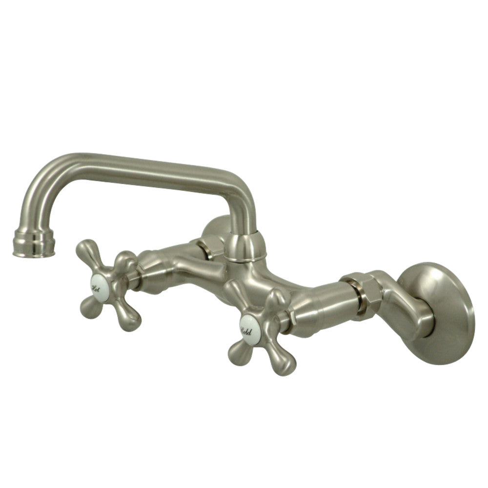 Kingston Brass KS213SN Kingston Two Handle Wall Mount Kitchen Faucet, Brushed Nickel - BNGBath