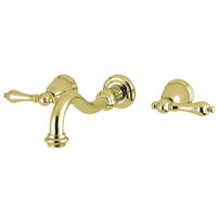 Thumbnail for Kingston Brass KS3122AL Vintage 2-Handle Wall Mount Bathroom Faucet, Polished Brass - BNGBath