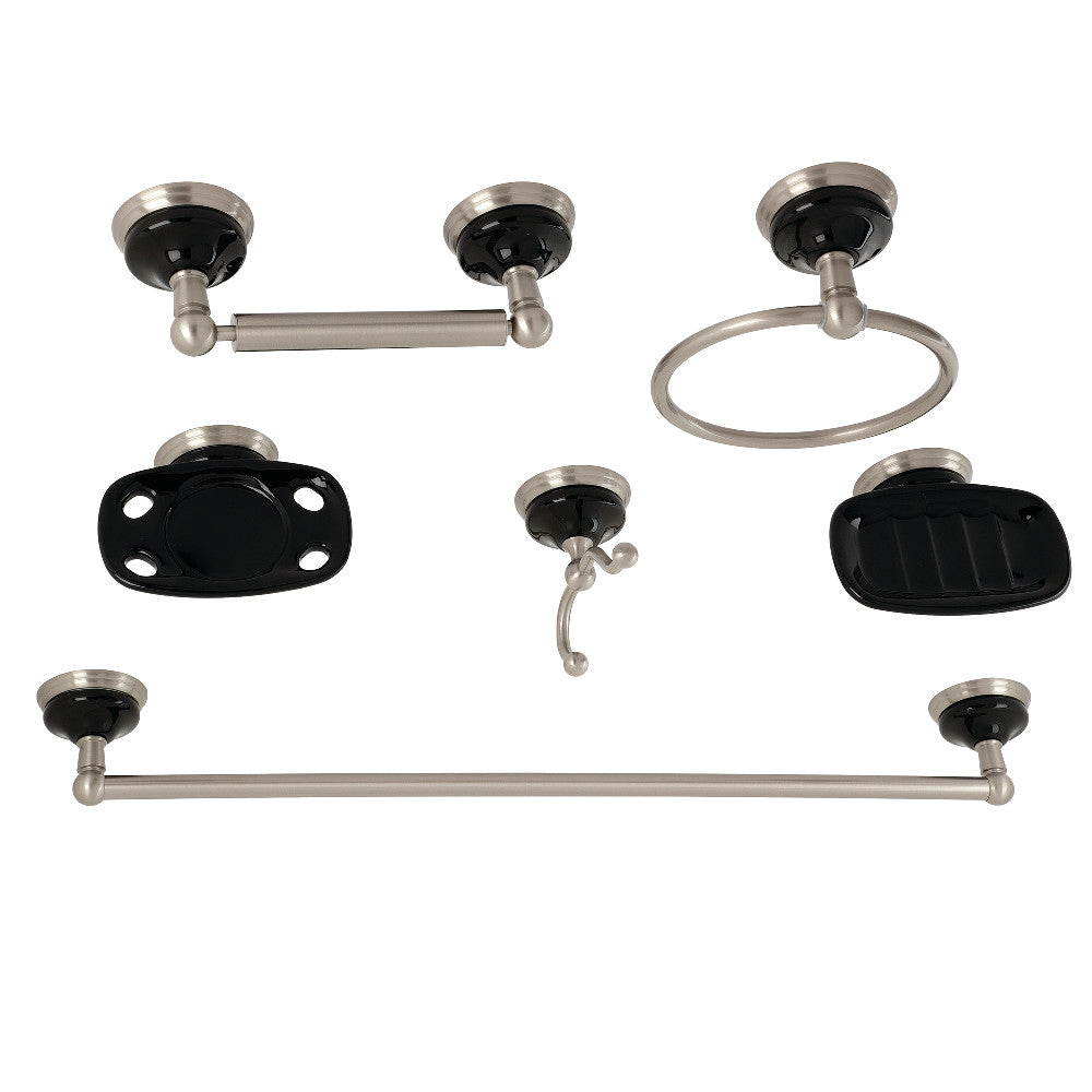 Kingston Brass BAK9110BN2 Water Onyx 6-Piece Bathroom Accessory Set, Brushed Nickel - BNGBath