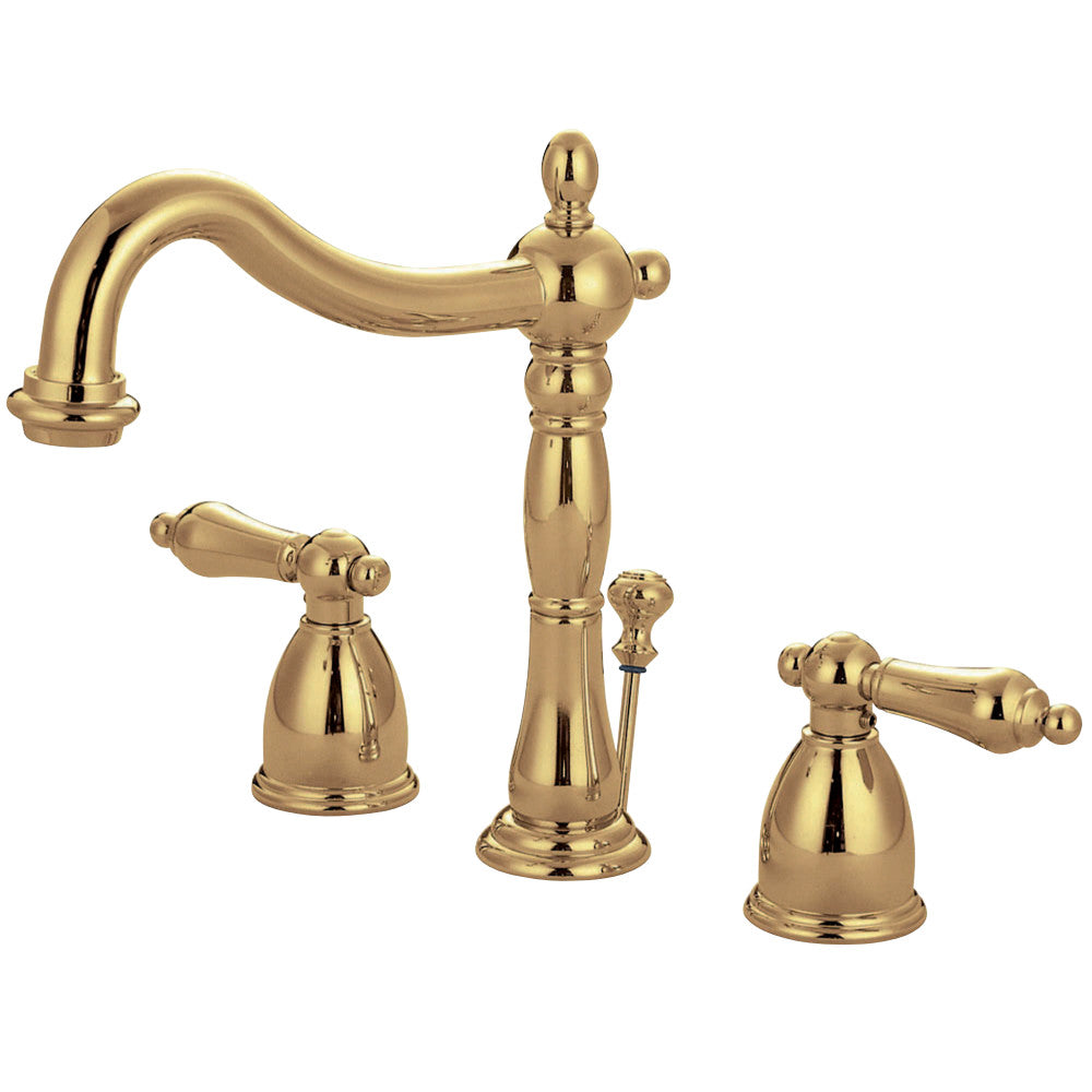 Kingston Brass KB1972AL Heritage Widespread Bathroom Faucet with Brass Pop-Up, Polished Brass - BNGBath