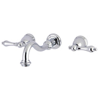 Thumbnail for Kingston Brass KS3021AL Restoration Two-Handle Wall Mount Tub Faucet, Polished Chrome - BNGBath