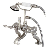 Thumbnail for Kingston Brass CC409T8 Vintage 7-Inch Deck Mount Tub Faucet with Hand Shower, Brushed Nickel - BNGBath