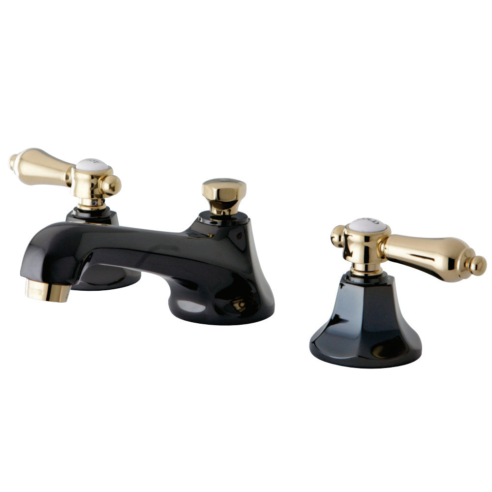 Kingston Brass NS4469BAL Widespread Bathroom Faucet, Black Stainless Steel/Polished Brass - BNGBath