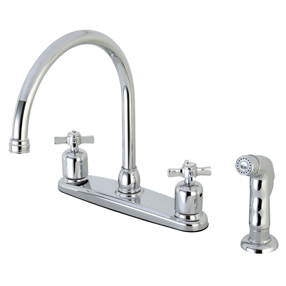 Kingston Brass FB791ZXSP Millennium 8-Inch Centerset Kitchen Faucet with Sprayer, Polished Chrome - BNGBath