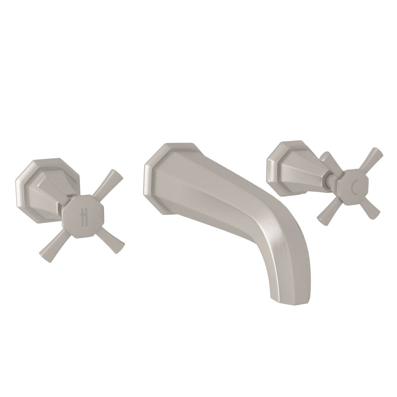 Perrin & Rowe Deco Wall Mount Widespread Bathroom Faucet - BNGBath