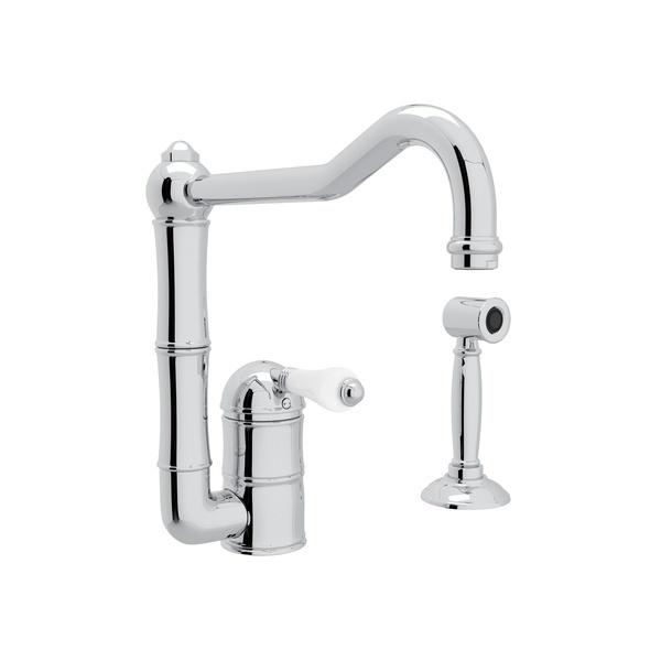 ROHL Acqui Single Hole Column Spout Kitchen Faucet with Sidespray - BNGBath