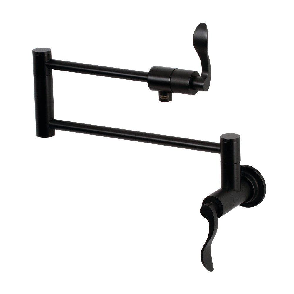 Kingston Brass KS4100DFL NuWave Wall Mount Pot Filler, Matte Black - BNGBath